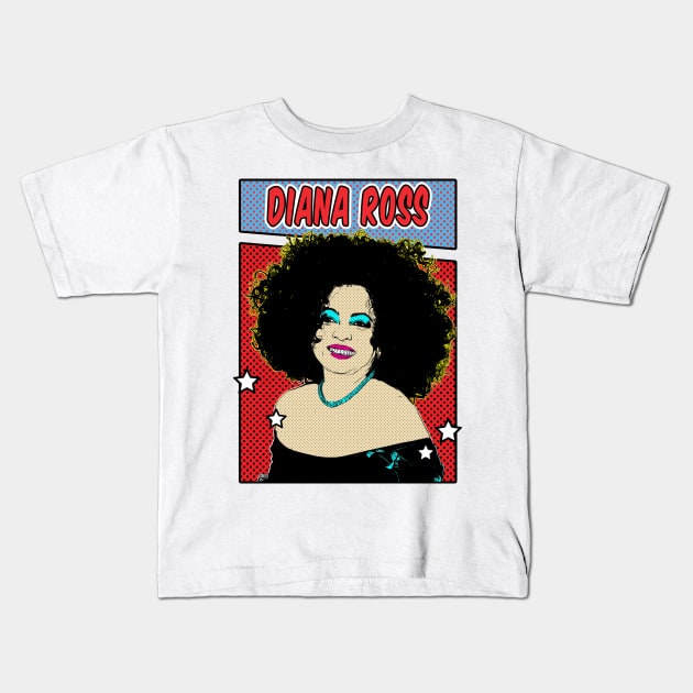 Diana Ross Pop Art Comic Style Kids T-Shirt by Flasher